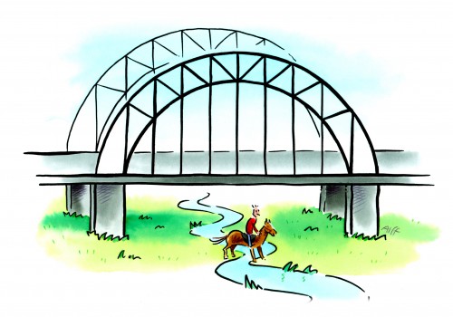 Der Pferderücken gleicht einer Brückenkonstruktion auf vier Pfeilern. (Abbildung: Deutsches Institut für Pferdeosteopathie, DIPO) 